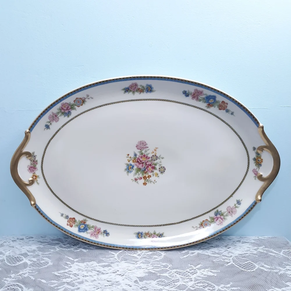 Charles Field Haviland Limoges France GDA French Ivory China Platter Floral Pink